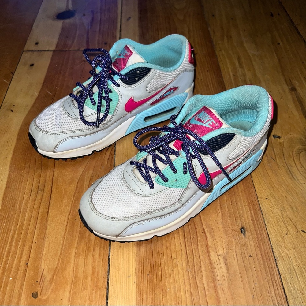Nike Air Max 90 Mesh GS White Pink Copa Youth Size 6. Awesome sneakers!